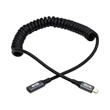 cablecc 20Gbps 100W USB4 ストレッチコイル USB-Cケーブル 8K Type-C オス-メス ケーブル 電源&データ ラップトップ キーボード タブレット用 ストレッチ後180cm (ストレート)