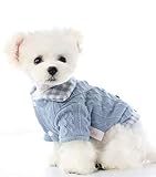 Shimoran ペット服セーター犬服猫服秋/冬冬ブラシフリースバックブラシニットセーター柔らかくかわいいファッション犬服小型犬中型犬と猫写真撮影お出かけ (M, ブルー)