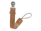 Itzy Ritzy Drop Happens Leather Pacifier Clip, Toasted Almond by Itzy Ritzy