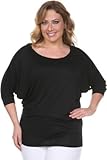 ホワイトマークユニバーサルps124-black-3 X LプラスサイズBat Sleeve top-tunic44 ; 3 Extra Large
