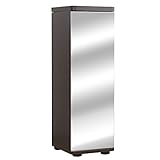 ミラー扉シューズボックス スリム(ブラウン)