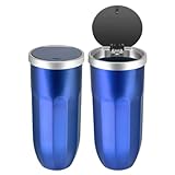 Mellbo 車 ゴミ箱 車用ゴミ箱 カー用品 便利グッズ ドリンクホルダー 蓋付き ワンタッチ開閉 8.6cm×17cm ブルー 1個