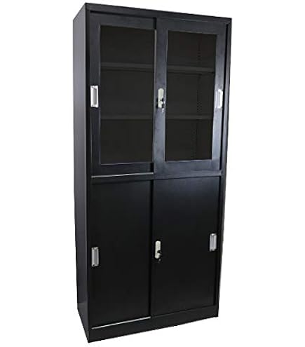 Amazon.co.jp: PEFEK 鍵付き書庫 スチール書庫 高さ180cm 鍵付き 上下