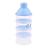 Lovoski 赤ちゃん　スタック可能　粉ミルク　スナック　離乳食保存　コンテナ　4層　フードボックス　全3色 - ブルー