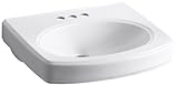Kohler Pinoir洗面所Basin with 4インチセンター 1.25 K-2028-4-0 1