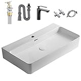 Tinse 洗面ボール 洗面ボウル 手洗い鉢 洗面台 洗面鉢 手洗い器 洗面器 手洗器 浴室洗面台用 おしゃれ 陶器製 スクエア 高級排水金具付き