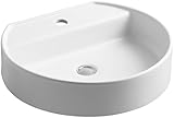 KOHLER K-2331-1-HW1 Chord Wading Pool Bathroom Sink with Single-Hole Faucet Drilling, Honed White [並