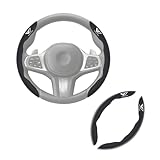 ヴェルファイア 適用 車 ハンドルカバー 手触り優しい ハンドル 保護カバー グリップ感良い ヴェルファイア 20系 30系 40系 対応 車用 ステアリングホイール カバー 耐久性よい ズレなし はめこみ式 取付簡単 内装パーツ 2本セット(ブラック,ヴェルファイア 適用)