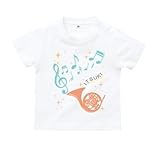 BabyChips ホルンと音符(名入れ半袖ベビーTシャツ) 90 ホワイト