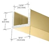 BriteゴールドAnodized FramelessシャワードアAluminum Regular u-channel for 3 / 8 "厚ガラス