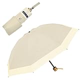 100%遮光 日傘 折りたたみ傘【Rose Blanc】 日傘 晴雨兼用 UVカット 1級遮光 撥水 ブランド おしゃれ レディース かわいい 母の日 3段折り(傘袋) 50cm コンビ 3cb (シャンパンベージュ×ベージュ) 折傘タイプ