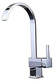 SK42 キッチン用 スワン 混合水栓 シンク 台所 厨房 手洗いボウル 360°回転 モダン グースネック 蛇口 シングルレバー 洗面台 水道 取り付けホース付き (スワン)