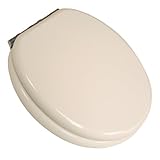 Comfort Seats C3B4RJ00CH Premium Wood Toilet Seat with AntiMicrobial and Chrome Hinges, White, Round