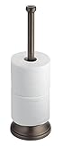 (Toilet Roll Holder) - Mdesign Free Standing Toilet Paper Roll Holder For Bathroom Storage - Bronze