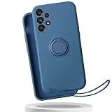 適用 Galaxy A53 5G ケース リング ストラップ付き シリコン ギャラクシー A53 SC-53C docomo / SCG15 au カバー リング付き シリコーン GalaxyA53 スマホケース 薄型 軽量 【GoKIGIoD】 バンパー ストラップホール 携帯カバー 耐衝撃 グリーン