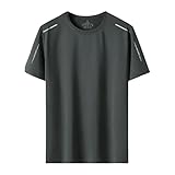 [Babsully] 夏服 メンズ Tシャツ 半袖 大きいサイズ 吸汗速乾 接触冷感 ドライtシャツ ゆったり 丸首 通気 メッシュ トレーニングウェア カジュアル ランニング ストレッチ 薄手 無地 涼しい トップス カットソー 快適 tシャツ 筋トレ 夏 (L/グレー)