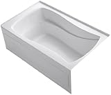 KOHLER K-1242-RAW-0 Mariposa 60-Inch X 36-Inch Alcove Bath with Bask Heated Surface, Integral Apron,