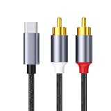 USB TYPE C to 2RCA 変換 オーディオケーブル USB-C (オス) 2RCA (オス) 赤/白 ステレオ音声線 HiFi音質 高耐久性 ナイロン編み スマートフォンタブレットノートPCなどUSB-Cインタフェース対応（2m）