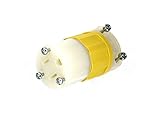 Leviton 5269-CY 15 Amp, 125 Volt, Connector, Straight Blade, Industrial Grade, Grounding, Yellow-Whi