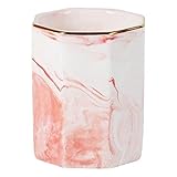 Copeflap メイクブラシケース メイクブラシ 収納 ペン立て 大理石 ぺんたて 筆立て (ピンク)