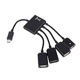 マイクロ USB OTG ホスト ハブ ケーブル、4 in 1 マイクロ USB ハブ アダプター、Android タブレット スマートフォン用 4 ポート マイクロ USB ホスト OTG ハブ アダプター ケーブル