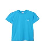 [チャンピオン] 綿100% Tシャツ キッズ 半袖 丸首 綿100％ COTTON USA ワンポイントロゴ刺繍 ショートスリーブTシャツ ベーシック CK-Z301/CK-Z301Z アクアブルー 140