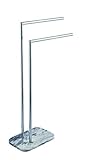 Athena Freestanding 2 Bar Marble Chrome Towel Rail Rack Holder