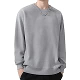 [Mmlnrc] トレーナー メンズ 長袖 11.3オンス 綿 トップス レディース 春秋冬 丸襟 Tシャツ ビッグシルエット 体型カバー プルオーバー ロングtシャツ 無地 カジュアル パーカー ゆったり 着痩せ スウェット クルーネック 男女兼用 スポーツウェア 部屋着 通勤通学 (JP, アルファベット,XL, グレー)