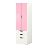 IKEA(イケア) STUVA ホワイト/ピンク 99887420 収納コンビネーション 扉/ 引き出し付き、ホワイト、ピンク