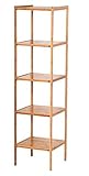 Topeakmart 5 Tier Bathroom Bamboo Wood Tower Shelf Kitchen Organiser Shelving Storage Shelves Unit b