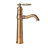 OUNONA アンティークブラスの蛇口金温かく冷たいウォーターキッチンシンクロータリー洗面器の蛇口ハンドルレバーミキサータップ