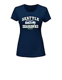 NFLシアトル・シーホークスレディース半袖クルーネックTシャツ、スモール、ネイビー