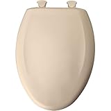 Elongated Closed Front Plastic Toilet Seat with Cover, Easy Clean , Natural by Bemis