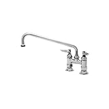 T&S Brass B-0225 Double Pantry Faucet, Deck Mount, 4 Centers, 12 Swing Nozzle (062X) by T&S Brass