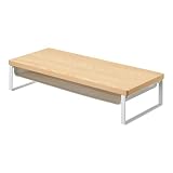 リヒトラブ パソコン台 モニター台 木目調 MDF 机上台 スリム 棚付 ナチュラル 幅50×奥行20×高さ10cm 耐荷重15kg A8012-35