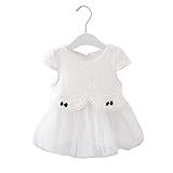 女の子の服 夏 チュールワンピース Pojour1-6歳キッズ用 子供かわいいドレス 綿 通気 白(70cm)