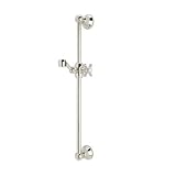 Rohl 1200PN Brass Sliding Rail Shower Bar with Porcelain Cap on Sliding Mechanism and Cross Handle, 