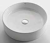 Kraus KCV-140-ORB White Round Ceramic Bathroom Sink with Pop Up Drain Oil Rubbed Bronze by Kraus