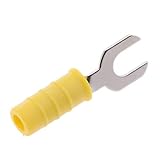 B Baosity 耐久性 互換性　6mm　フォークスペード　U字型端子　絶縁ケーブルコネクタ　コールドプレス　全4色 - 黄