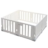 Caraz ベビーサークル LEAFリーフ 140x213cm 10枚ドア付き 韓国製 扉付き ベビーフェンス (ホワイト)