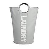 Meaford ランドリーバスケット 折りたたみ式 手提げ ランドリー ポーチ 洗濯物 入れ 取っ手付き 洗濯ボックス 撥水加工 大容量80L 耐荷重20kg 円筒形 (ベージュ) [並行輸入品]