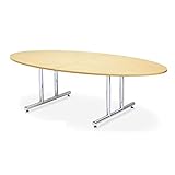 ミーティングテーブル・会議テーブル/【タマゴ形・幅2400×奥行き1200mm】 カラー:オーク