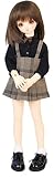 【Petite Marie】 1/3 SDM対応 ジャンパースカート 茶リボン付き 黒ブラウス 白ソックス3点セット 茶黒チェック ブリティッシュ グレンチェック ジャンスカ ブラウン 40cm ドール BJD 人形服 【プティットマリエ】 [No.0149]
