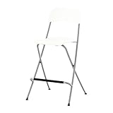 IKEA(イケア) FRANKLIN ホワイト/シルバーカラー 63 cm 90199218 バースツール 背もたれ付き 折りたたみ式、ホワイト、シルバーカラー