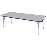 ECR4Kids 24" x 72" Rectangular Activity Table, Toddler Legs w/ Ball Glides (Gray Top/Blue Edge) [並行輸