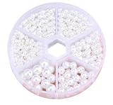 パールビーズ 手芸 アクセサリー パーツ 樹脂パール 丸玉 穴付き 4サイズ 4mm 5mm 6mm 8mm ホワイト 手芸 クラフト 素材 手作り ハンドメイド おしゃれ ケース付き DIY 服装装飾 ネックレス ブレスレット イヤリング pt4