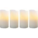 Flameless LEDピラーキャンドル、4pk、バニラ