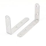 uxcell　アングルブラケット　棚受け　角受け　125mm x 75mm　メタル製　シルバートーン　2個入り