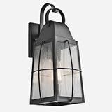 Kichler 49553BKT Tolerand 1-Light Exterior Wall Lantern and Clear Seedy Glass, 17-Inch, Textured Bla