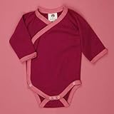 オーガニックコットン キモノボデイスーツ長袖【ラズベリー】 (12-18ヶ月(75～80))